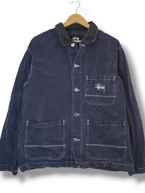 Stussy Brushed Moleskin Chore Jacket Blue Size M